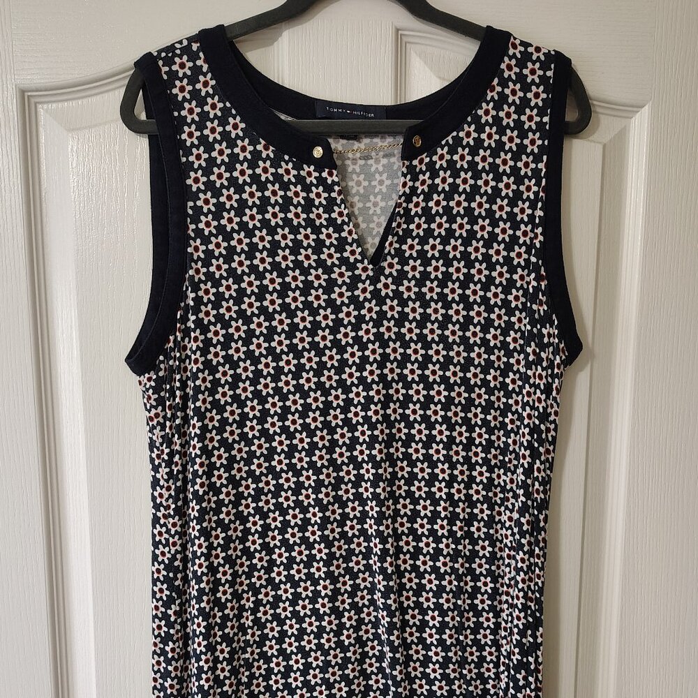 Tommy Hilfiger Navy Blue Flower Sleeveless XL Dress